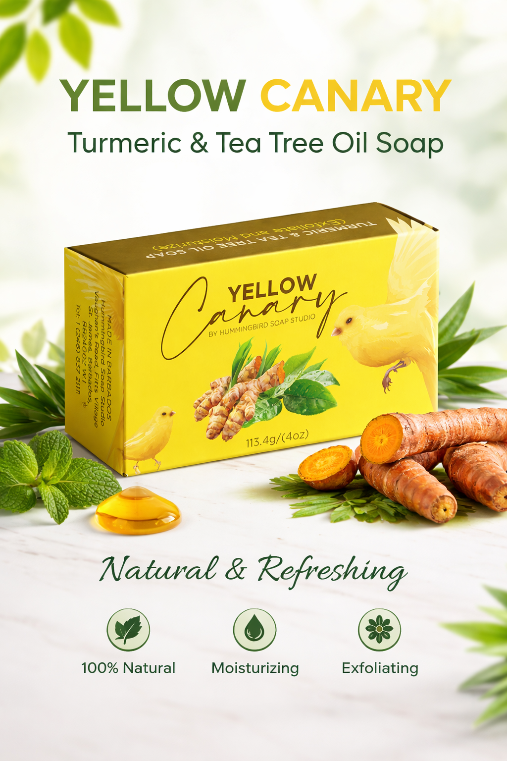 Canary Yellow by Hummingbird Soap Studio - Turmeric & Tea Tree Oil Soap